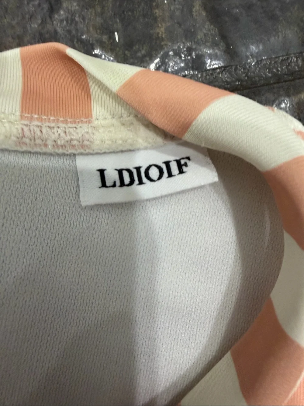 LDIOIF Girls Peach Stripe Ruffle Long Sleeve One Piece Swimsuit Size 5-6